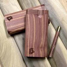 Aromatic Cedar Wood 4” Dugout Stash Box w One Hitter Pipe Set- Made In The USA picture