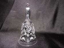 intage Cut Lead Crystal Glass Dinner Bell Etched Floral Leaf Pattern 7