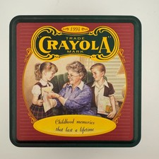 Vintage 1994 Crayola Collector Tin w 64 Crayons Built In Sharpener USA picture