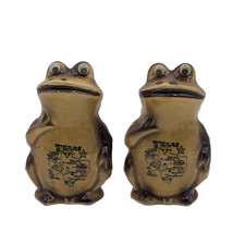 Texas Salt & Pepper Shakers Vintage Whimsical Googly Eyed Toad Frog Capsco picture