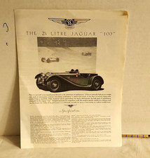 Jaguar SS Jaguar 100 Advertising Brochure Reproduction 1936/1988 Black White picture