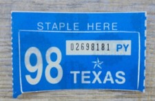 1998 TEXAS PLATE RENEWAL STICKER NEW/UNUSED picture