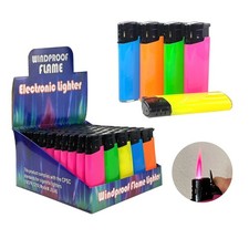 50 PACK Refillable Classic Cigarette Torch Lighters Solid Neon Color picture