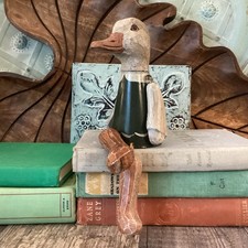 Jointed Vintage painted Duck Shelf Sitter Folk Art Primitive Duck Farmhouse 🦆 picture