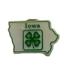 Iowa 4H Club Organization Plastic State Lapel Hat Pin Pinback picture