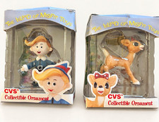 CVS Island of Misfit Toys Rudolph Ornament Set 2 Clarice & Hermey the Elf 1999 picture