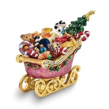 Jere Bejeweled NORTH POLE DRIFTER Santa Sleigh Trinket Box w Pendant Necklace picture