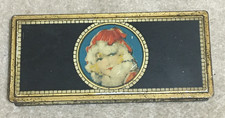 Vntg c1920s Litho Henry Clive Xmas Mae Murray Santa Girl Canco Candy/Pencil Tin picture