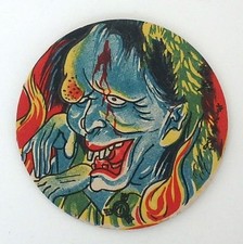 Early Vintage Japanese Menko Card- Blue Faced Demon Yokai picture