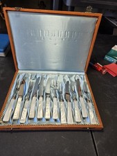 VTG Soligen Germany  Bone Handle Stainless Fork & Knife 12 pc Set PEABODY #LR picture