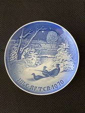 B&G BING & GRONDAHL 1970 CHRISTMAS PLATE PHEASANTS IN THE SNOW with Booklet picture
