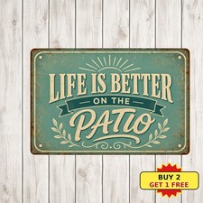 Life Is Better On The Patio Porch Rules Retro Metal Tin Sign Plaque picture