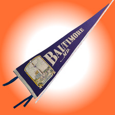 Vintage 1945 Baltimore MD Pennant Washington Monument Excellent NOS Felt 26