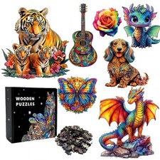 Unique Brain Training Animal Shape 3D Tiger Animal Jigsaw Puzzle Educational Woo picture