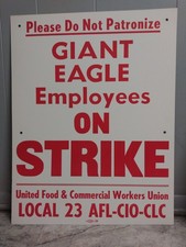Vintage Picket Strike Sign Poster Pittsburgh 60's Letterpress Giant Eagle Food picture