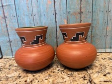 Vintage Southwestern Style Pottery Vase Pair Southwest Decor Terra Cotta picture