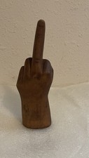Vintage Hand Carved Wood Middle Finger Figurine 6