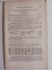 1875 Train Report PITTSBURGH & CONNELLSVILLE RAILROAD  Cumberland Maryland  picture