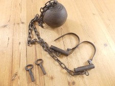 Ball and Chain Prison Cast Iron **READ DESCRIPTION** Jail Prop 17 lbs Shackles picture