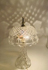 Vintage Clear Pressed Cut Crystal Glass Pinwheels Boudoir Lamp Electric 13
