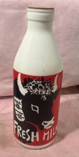 Vtg Egizia 10” Glass FRESH MILK 1970s Collectible Vibrant Bottle Dairy Cow ITALY picture