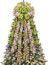 GRINCH Christmas Tree Topper Bow Wreath, Large Green Bow Green Monster picture
