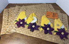 Vintage Aberdeen Hawaii Handcrafted Table Set 4 Placemats Coasters Napkins Rings picture
