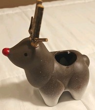 Handcrafted ceramic planter Candle Holder Red Nosed Reindeer picture