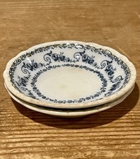 Two Antique Alfred Meakin Farmhouse Semi Porcelain Butter Pats Linnell England picture