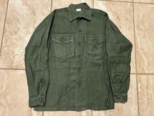 Vintage Blouse Top Shirt Jacket US Military P58 P56 USMC Sateen HBT 1950s Olive picture