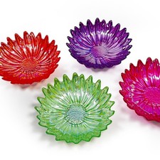 AKCAM Handmade Turkish Iridescent Floral Bowls Set of 4 Multiple Colors 6