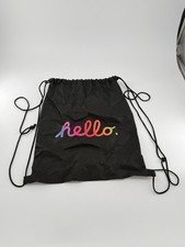 Apple Employee Exclusive Black Drawstring Bag Rainbow Hello Logo Rare picture
