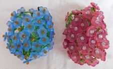 Two (2) Antique Czech Glass Flower Beaded Lamp Bulb Covers picture