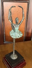 Vintage Ballerina Dancer Sculpture Bronze Finish Verdigris Patina Art Deco Style picture
