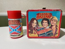 Vintage 1980 Dukes of Hazzard Metal Lunchbox & Aladdin Thermos Set AS-IS picture