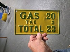 RARE Vintage 1930s Embossed Metal Gas Tax Sign Antique Old Automobile 5x9  picture