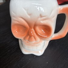 Vintage DW 120 Skull TIKI Mug White/Rust China EUC Spooky Head picture