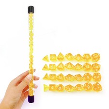 Bescon 28-Piece Translucent Yellow Mini Polyhedral Dice Set for D&D RPG picture