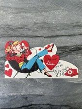 NOS Vintage Valentine Pretty Blonde Girl Teen Girl Telephone Mid Century Chair picture