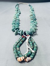 IMPORTANT VINTAGE SANTO DOMINGO GREEN TURQUOISE JACLA NECKLACE picture