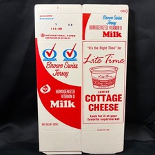 Vintage Brown Swiss Jersey Milk Half Gallon Carton NOS International Paper Co picture