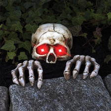 Light-Up Skele-Peeper Grave Breaker Halloween Decor 7 inch Haunted House Decor picture