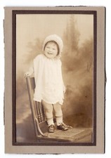 Adorable Child Big Smile Trimmed for frame Antique Cabinet Card picture