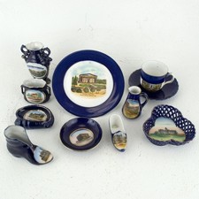 Lot of 10 Victorian Cobalt Blue & Gold Pennsylvania Souvenir Ceramics -Landmarks picture