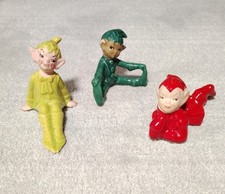 Vintage Gilner Pixie Elf Set of 3 - Red / Green 1950's Ceramic Figurines  MCM picture