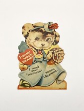 Vintage Valentine Mechanical Standee Card Kitsch Puppy Dog Pun USA 1930s picture