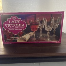 Lady Victoria Crystal Stemware Set Of 4 Chantelle Pattern Wine Glasses 8 oz picture