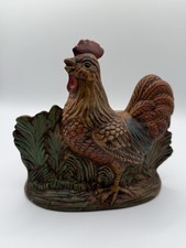 Vintage Ceramic Rooster Chicken Planter Vase Farmhouse Decor picture