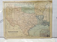 antique rare book page SOUTHERN STATES Western Division Texas Oklahoma MAP ~12