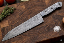 15in HAND FORGED DAMASCUS STEEL  BLANK BLADE KITCHEN CHEF KNIFE MAKING FULL TANG picture